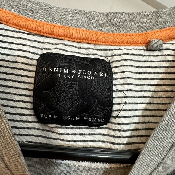 Denim & Flower Shirt Mens Extra Large Gray Skull Print Short Sleeve T-Shirt M - Picture 3 of 8